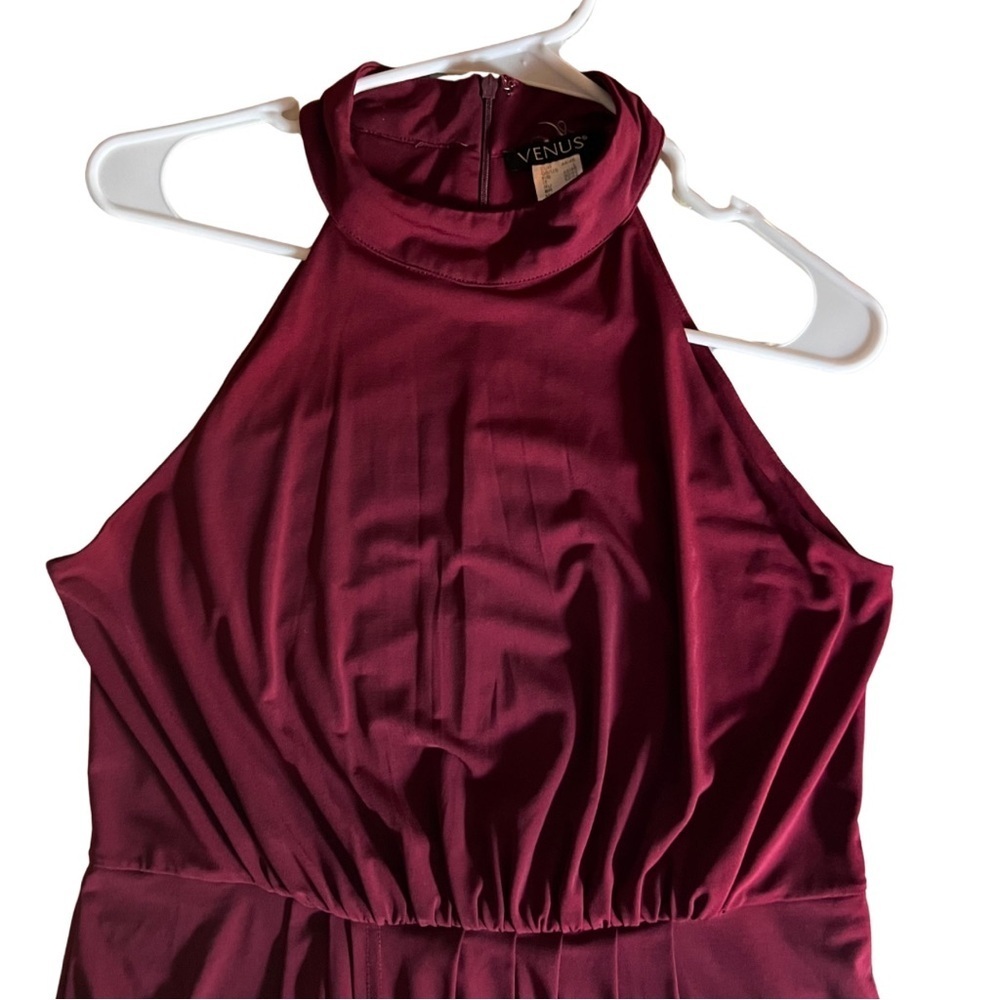 Venus long draped halter formal maxi Merlot dress, size Large - Picture 4 of 13